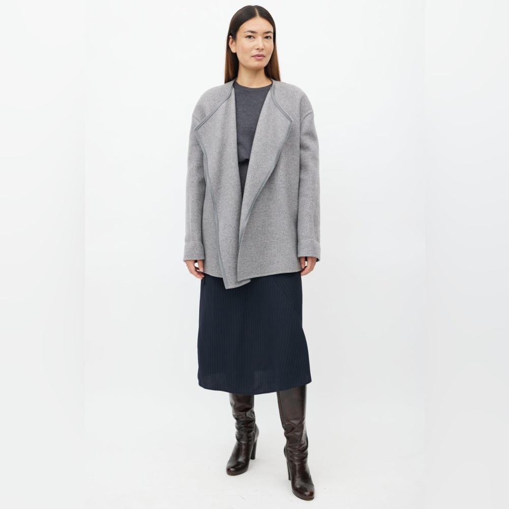 Tom Ford 100% Cashmere Jacket with Leather Trim – Minimalist Draped Luxury
